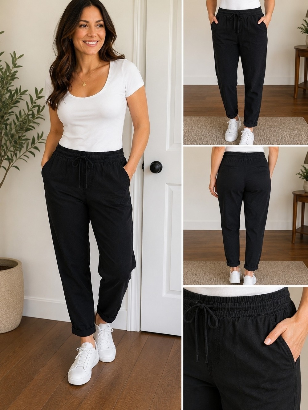 Old Navy Women's Black Pull-On Tapered Ankle Pants – Size Medium
